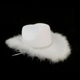 Maxbell Western Decor Cowboy Hat Fedoras Caps White Crystal Beaded Sun Hats Adult