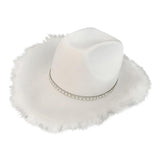 Maxbell Western Decor Cowboy Hat Fedoras Caps White Crystal Beaded Sun Hats Adult