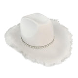 Maxbell Western Decor Cowboy Hat Fedoras Caps White Crystal Beaded Sun Hats Adult