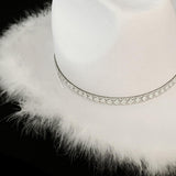 Maxbell Western Decor Cowboy Hat Fedoras Caps White Crystal Beaded Sun Hats Adult