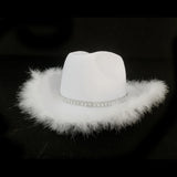 Maxbell Western Decor Cowboy Hat Fedoras Caps White Crystal Beaded Sun Hats Adult