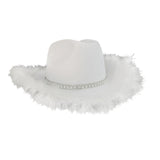 Maxbell Western Decor Cowboy Hat Fedoras Caps White Crystal Beaded Sun Hats Adult