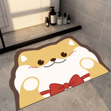 Maxbell Super Absorbent Floor Mat 40x60cm Cute Bathtub Mats for Shower Entrance Shiba Inu