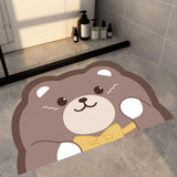 Maxbell Super Absorbent Floor Mat 40x60cm Cute Bathtub Mats for Shower Entrance Brown Bear