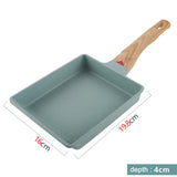 Maxbell Small Tamagoyaki Pan Egg Pan Wooden Handle for Household Kitchen Cookware green