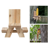 Maxbell Squirrel Feeder for Outside Table Wooden Squirrel Feeder for Outdoor Garden