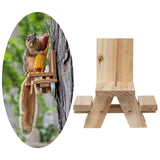 Maxbell Squirrel Feeder for Outside Table Wooden Squirrel Feeder for Outdoor Garden