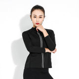 Women Sauna Suit Jacket Sweat Shirt Tops Tracksuit Reflective Zip M