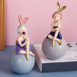 Maxbell Nordic Resin Bubble Girls Figurine Statue Home Decor Art Sculptures Grey