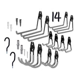 Maxbell 14 Pack Heavy Duty Garage Storage Hooks Wall Mount Garage Hanger&Organizer Grey