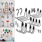 Maxbell 14 Pack Heavy Duty Garage Storage Hooks Wall Mount Garage Hanger&Organizer Grey