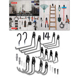 Maxbell 14 Pack Heavy Duty Garage Storage Hooks Wall Mount Garage Hanger&Organizer Grey