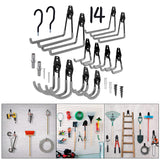 Maxbell 14 Pack Heavy Duty Garage Storage Hooks Wall Mount Garage Hanger&Organizer Grey