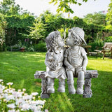 Maxbell Kissing Kids Statue Resin Garden Ornament Boys Girls Figurine Indoor Outdoor