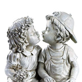 Maxbell Kissing Kids Statue Resin Garden Ornament Boys Girls Figurine Indoor Outdoor