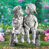 Maxbell Kissing Kids Statue Resin Garden Ornament Boys Girls Figurine Indoor Outdoor