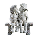 Maxbell Kissing Kids Statue Resin Garden Ornament Boys Girls Figurine Indoor Outdoor