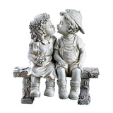 Maxbell Kissing Kids Statue Resin Garden Ornament Boys Girls Figurine Indoor Outdoor