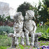 Maxbell Kissing Kids Statue Resin Garden Ornament Boys Girls Figurine Indoor Outdoor