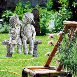 Maxbell Kissing Kids Statue Resin Garden Ornament Boys Girls Figurine Indoor Outdoor