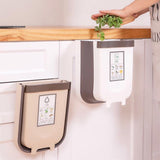 Maxbell Wall Hanging Trash Can Folding Recycling Bin Kitchen Cabinet 10L Khaki