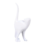 Maxbell Cat Figurine Animal Sculpture Miniature Livingroom Statue White Tail up S