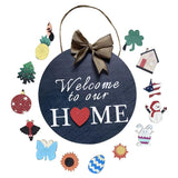 Maxbell Rustic Welcome Sign Front Door 12" Wood Hanging Sign Farmhouse Porch Decor A