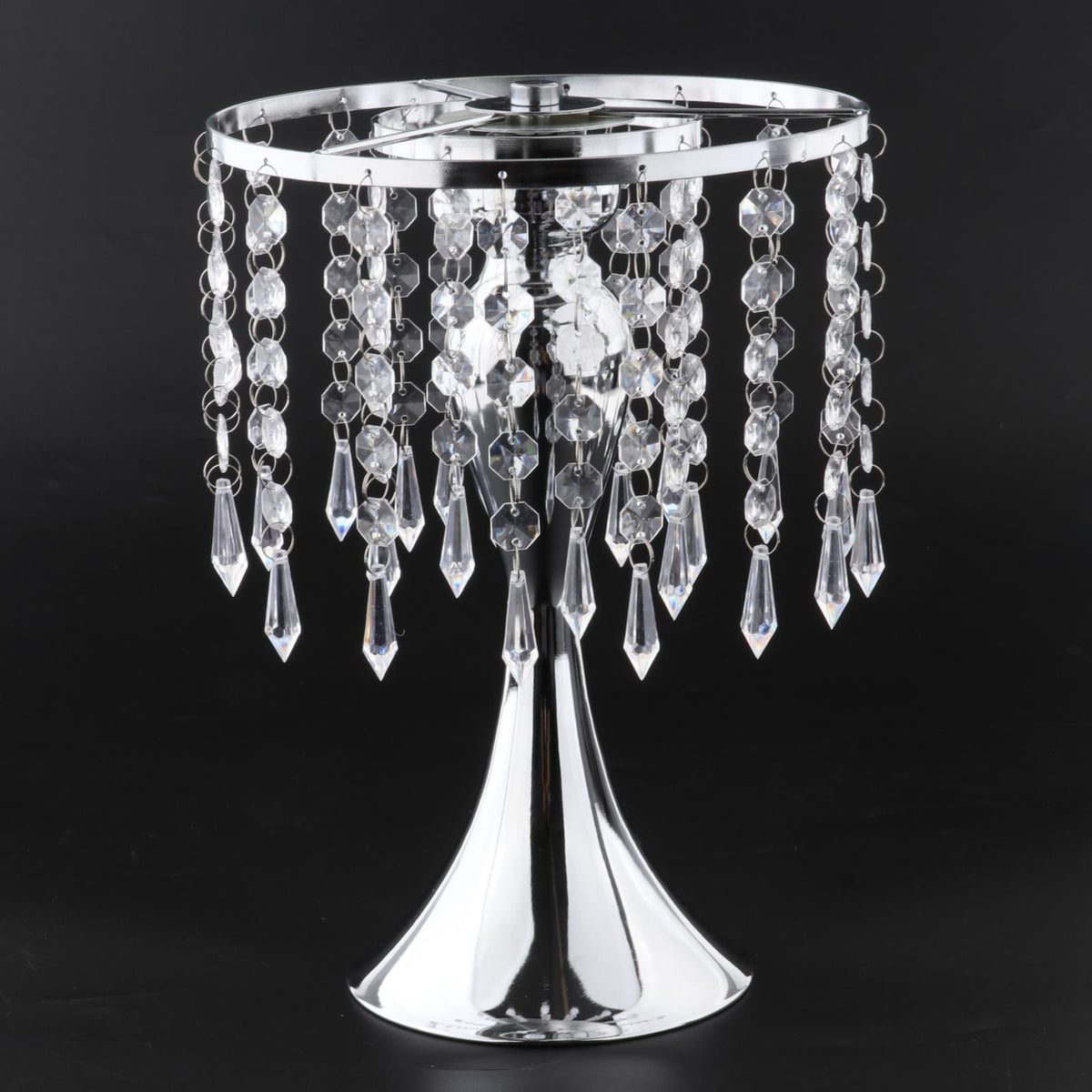 Maxbell Candle Holder Table Centerpiece for Wedding Flower Vase Decor H 26cm Silver