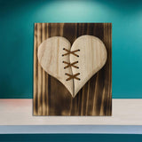 Maxbell Wooden Broken Heart Statue Ornament Love Hotel Home Cafe Decor Brown