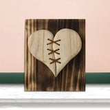 Maxbell Wooden Broken Heart Statue Ornament Love Hotel Home Cafe Decor Brown