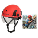 Maxbell Resistant Helmet with Visor Goggles for Outdoor Climbing Red Goggles