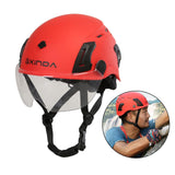 Maxbell Resistant Helmet with Visor Goggles for Outdoor Climbing Red Goggles