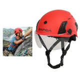 Maxbell Resistant Helmet with Visor Goggles for Outdoor Climbing Red Goggles