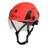 Maxbell Resistant Helmet with Visor Goggles for Outdoor Climbing Red Goggles