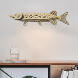 Maxbell Wood Fish Wall Decor Hanging Ornament Living Room Decoration Wood Pike