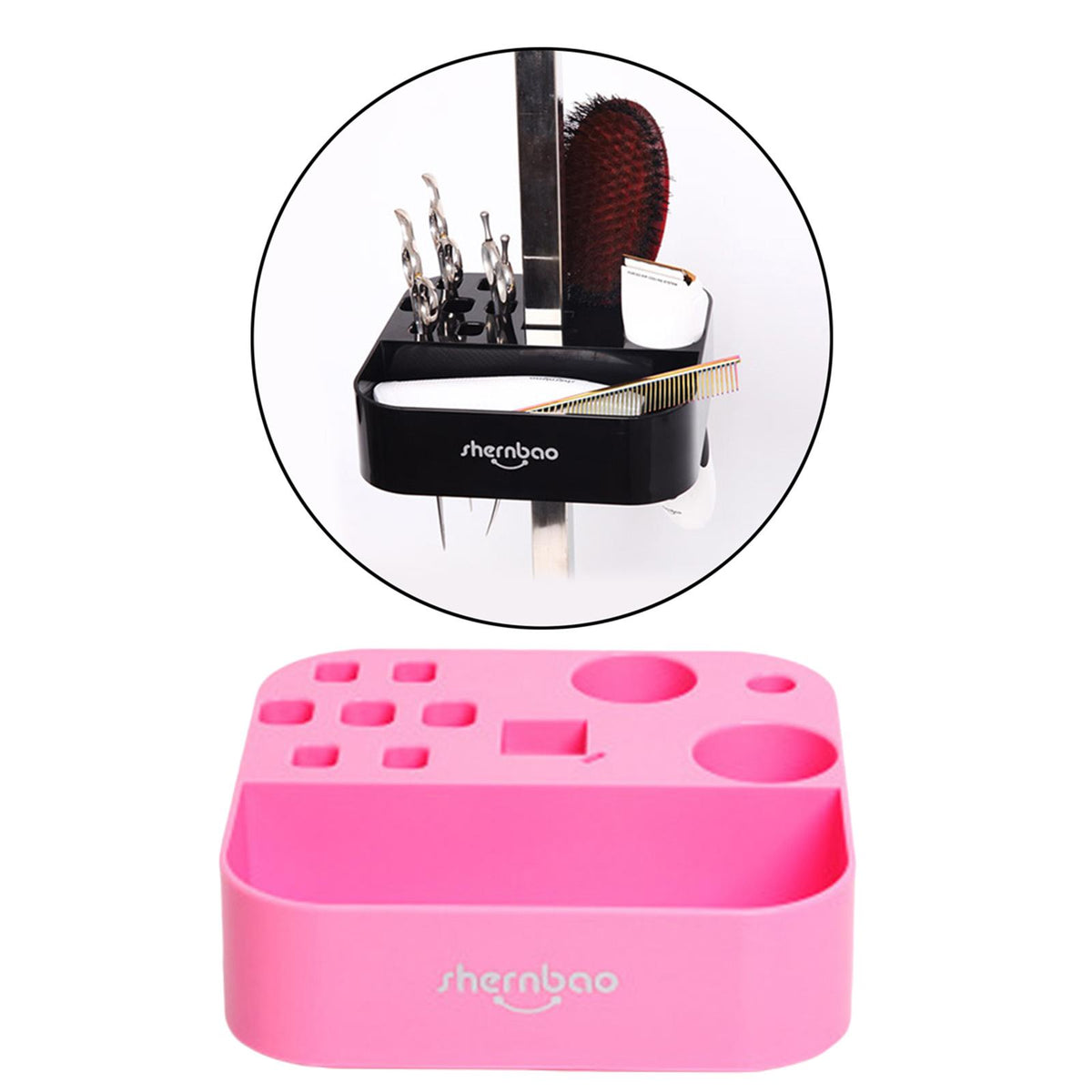 Maxbell Grooming Storage Box Pole-mounted Professional Pet Combs Holder for Pet Shop Pink