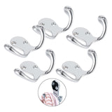 Maxbell Zinc Metal Alloy Double Hook Wall Door Towel Robe Coat Hats Hanger Silver