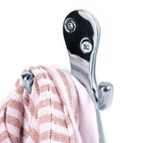 Maxbell Zinc Metal Alloy Double Hook Wall Door Towel Robe Coat Hats Hanger Silver