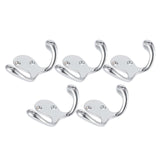 Maxbell Zinc Metal Alloy Double Hook Wall Door Towel Robe Coat Hats Hanger Silver