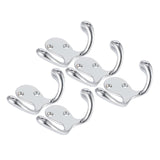 Maxbell Zinc Metal Alloy Double Hook Wall Door Towel Robe Coat Hats Hanger Silver