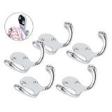 Maxbell Zinc Metal Alloy Double Hook Wall Door Towel Robe Coat Hats Hanger Silver