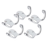 Maxbell Zinc Metal Alloy Double Hook Wall Door Towel Robe Coat Hats Hanger Silver