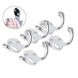 Maxbell Zinc Metal Alloy Double Hook Wall Door Towel Robe Coat Hats Hanger Silver