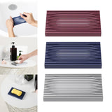 Maxbell Silicone Soap Holder Dish Bathroom Shower Storage Plate Tray Drain Red