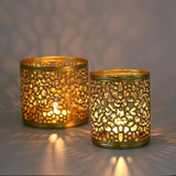 Maxbell Tabletop Iron Candle Holder Stand Hollow Mini Candlestick Holder Home Decor Style3