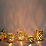 Maxbell Tabletop Iron Candle Holder Stand Hollow Mini Candlestick Holder Home Decor Style3