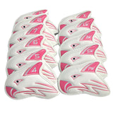 Maxbell 11pcs Waterproof Skull Golf Iron Head Cover Club Putter Headcover Pink White