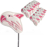 Maxbell 11pcs Waterproof Skull Golf Iron Head Cover Club Putter Headcover Pink White