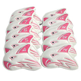 Maxbell 11pcs Waterproof Skull Golf Iron Head Cover Club Putter Headcover Pink White