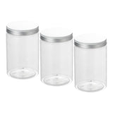 Maxbell 3Pcs Clear Empty PET Plastic Storage Containers Jars Pots w/Screw Top 800ml